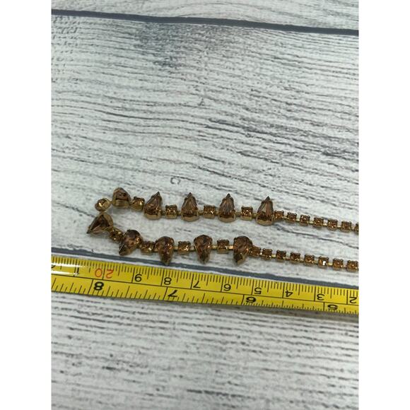 Weiss Faceted Amber Brown Elegant Gold Tone Statement Teardrop Crystal Necklace - Picture 10 of 10